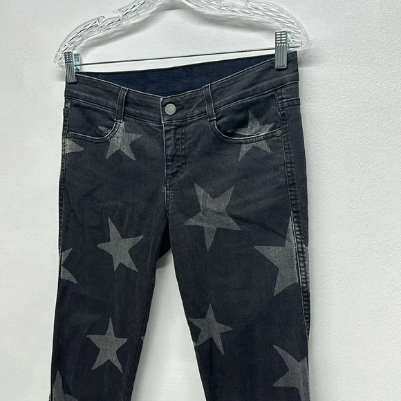 Stella McCartney Jeans Skinny Denim Star Graphic Print Faded Black Gray Size 27 - Picture 3 of 11